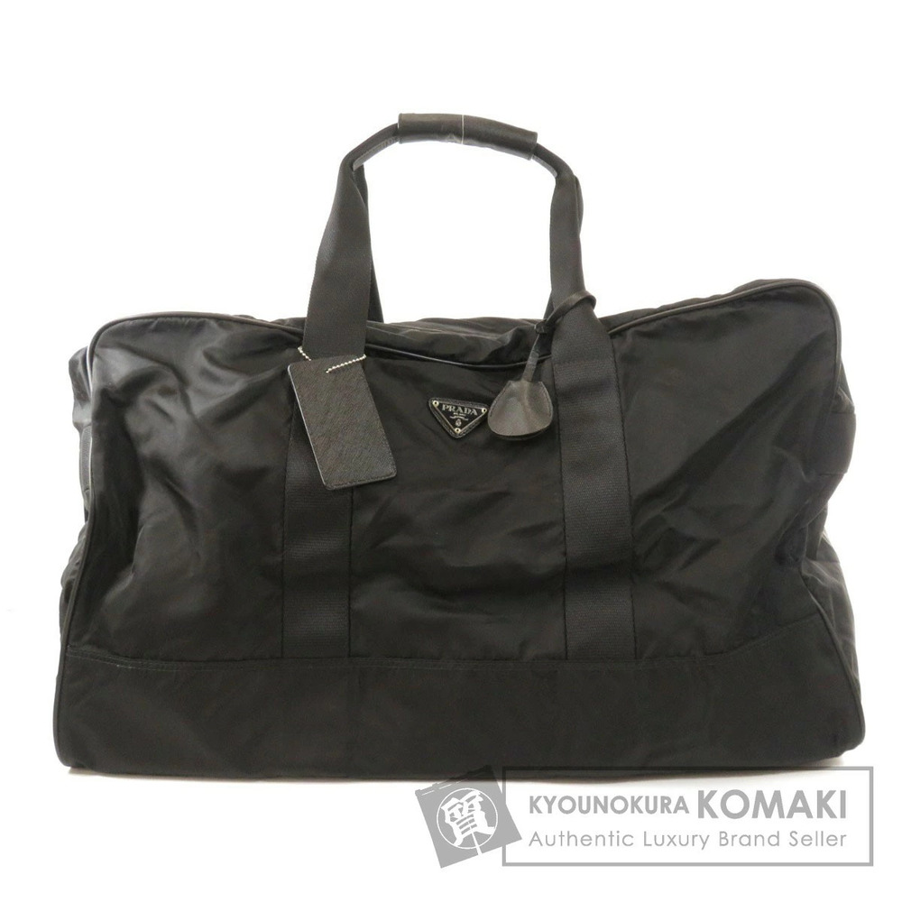 Prada duffle bag crafted black tessuto leather